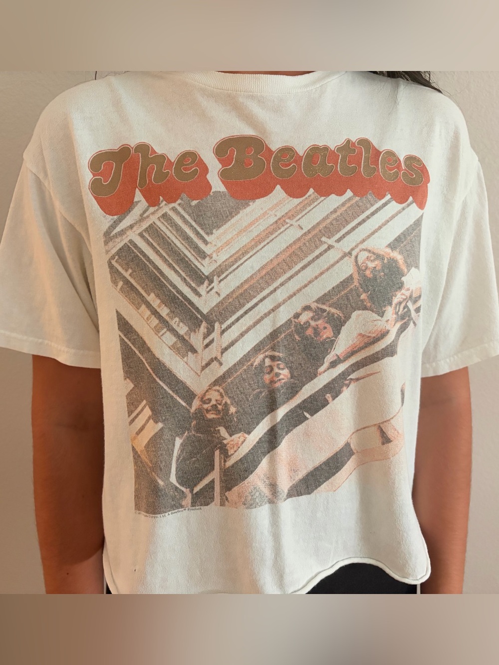 Urban Outfitters Cream Tee with Orange Graphic - The Beatles
